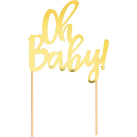CREATIVE CONVERTING Oh Baby Gold Foil Cake Topper, 8"x4.7", 12PK 351513